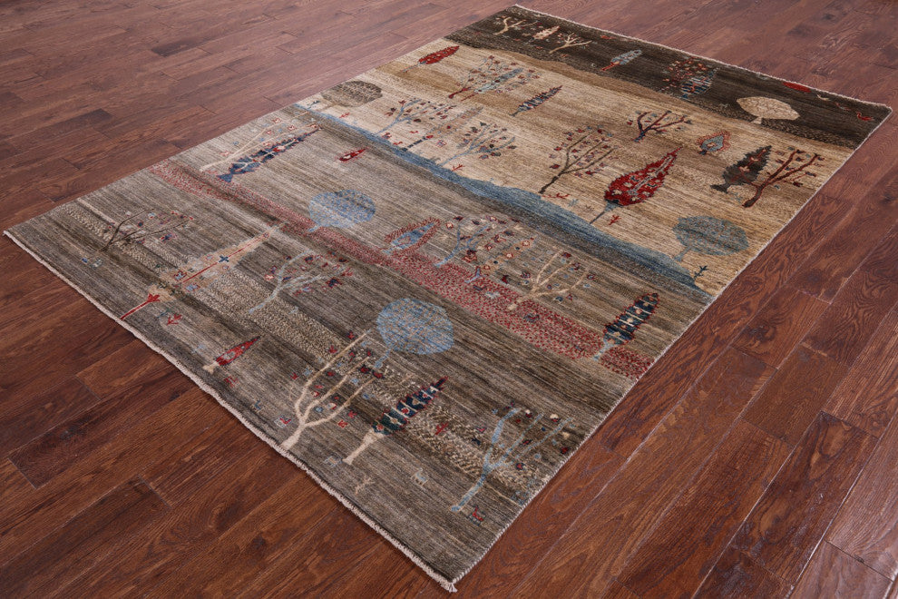 5' 10" X 8' 5" Handmade Tribal Persian Gabbeh Rug Q9664