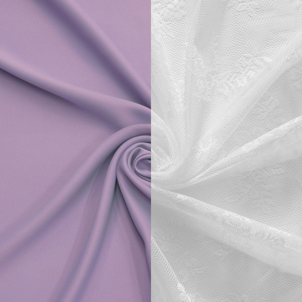 Rose Sheers and Blackout Curtains, Lavender, 52"x96"