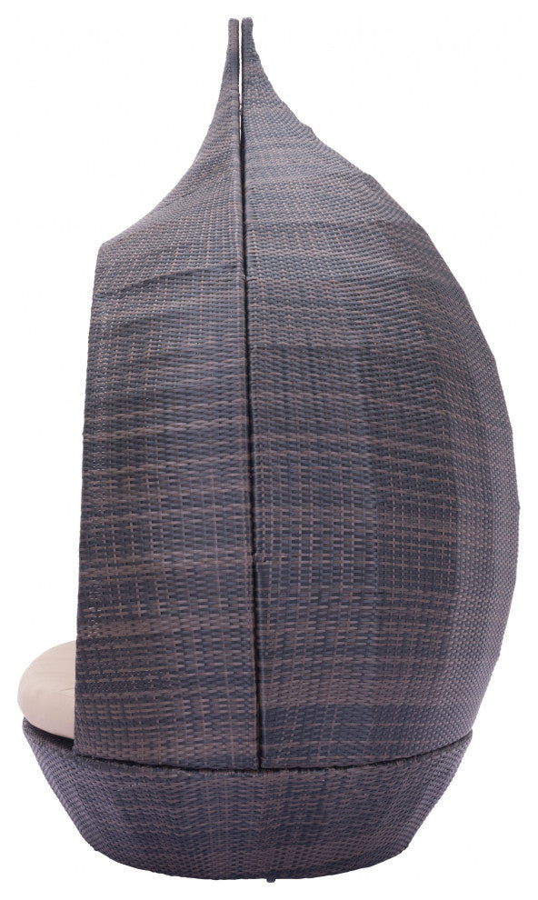 Teardrop Shaped Brown and Beige Daybed