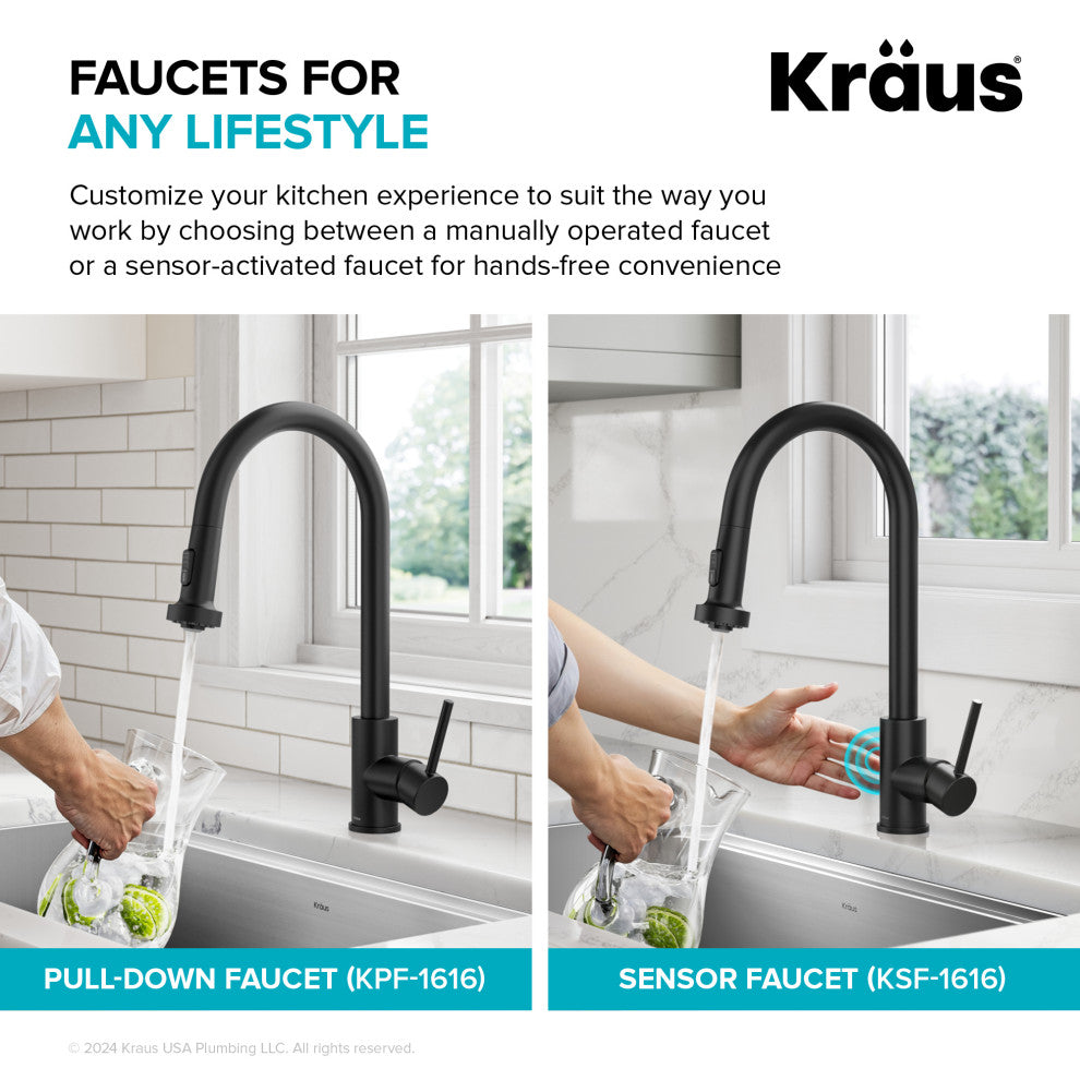 Bolden 2-Function Pull-Down 1-Handle Kitchen Faucet, Matte Black
