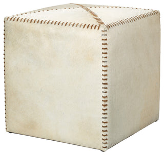 White Hide Ottoman, Small