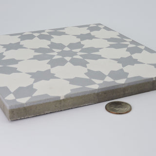 8"x8" Ahfir Handmade Cement Tile, Gray/White, Set of 12