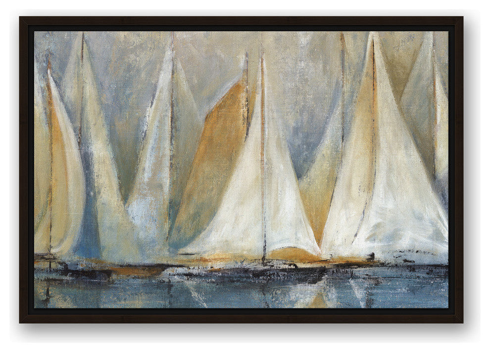 "Sailboats On Water" Canvas Wall Art, 16"x24", Framed