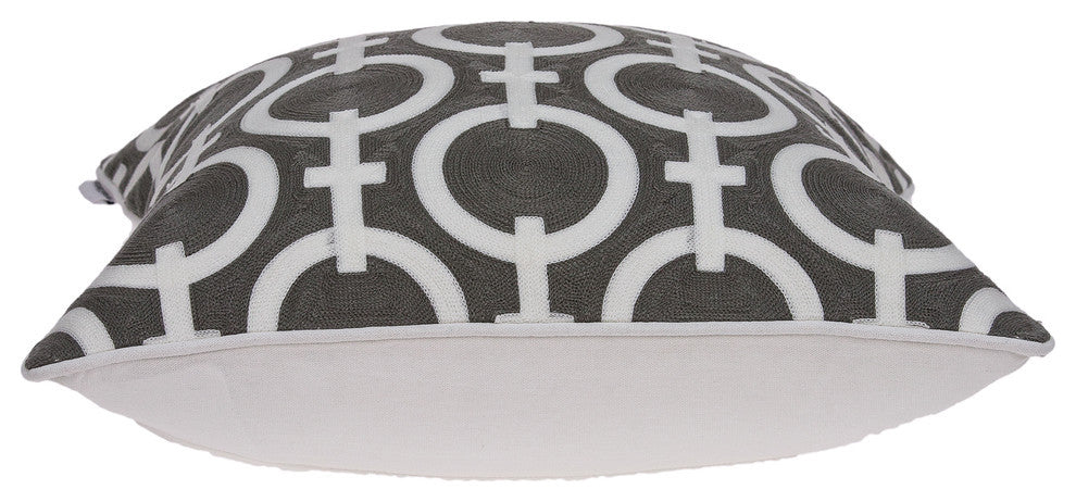 20" X 7" X 20" Transitional Gray And White Accent Pillow Cover With Poly Insert