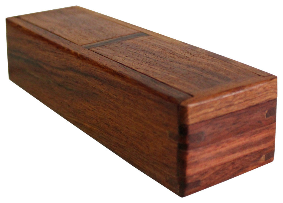 Chinese Huali Rosewood 2 Drawers Narrow Rectangular Storage Box Accent Hws412