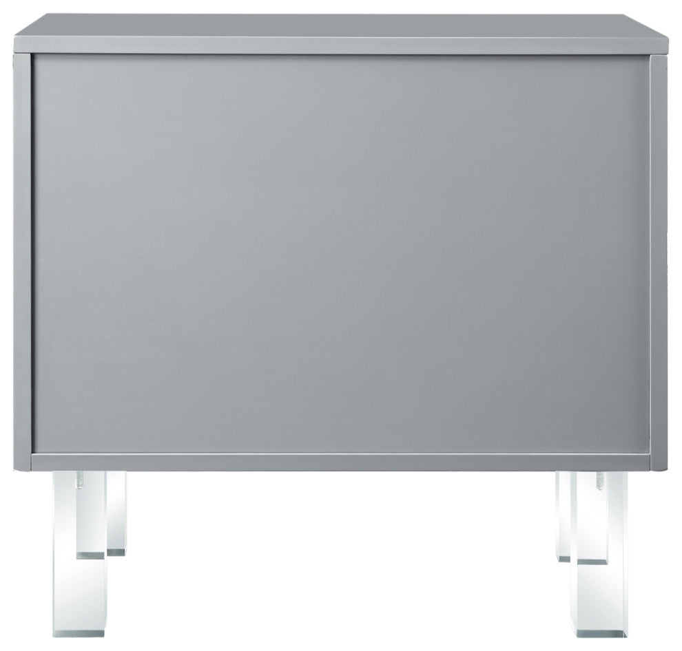 Martina Lacquer-Finish Lucite Leg and Handle Side Table, Light Grey