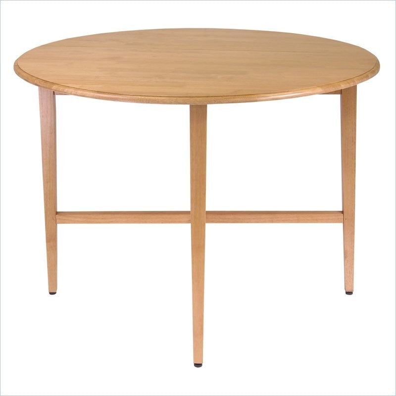 Winsome Hannah 42" Round Drop Leaf Solid Wood Dining Table in Light Oak