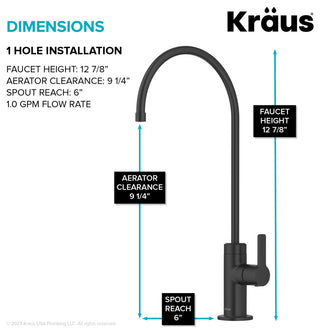 KRAUS Oletto 1-Handle Drinking Water Filter Faucet, Matte Black