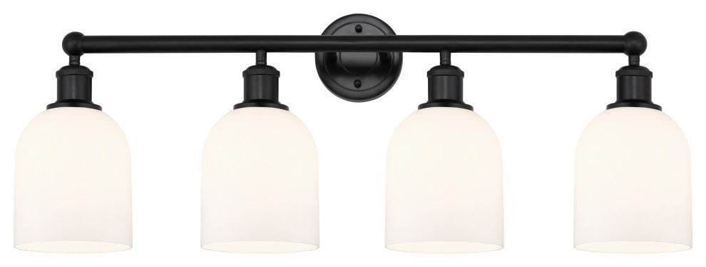 Edison-Bella 4-Light 33" Bath Vanity Light, Matte Black, Gloss White