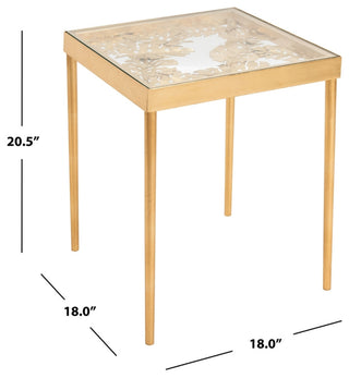 Safavieh Leilani Palm Leaf Side Table, Gold/Glass