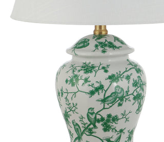 Penelope 22" Chinoiserie Classic LED Table Lamp, Green/White