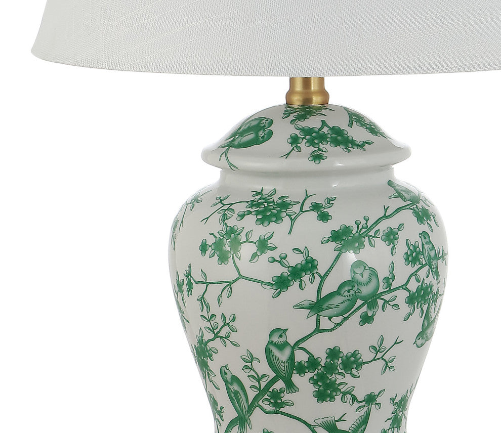 Penelope 22" Chinoiserie Classic LED Table Lamp, Green/White