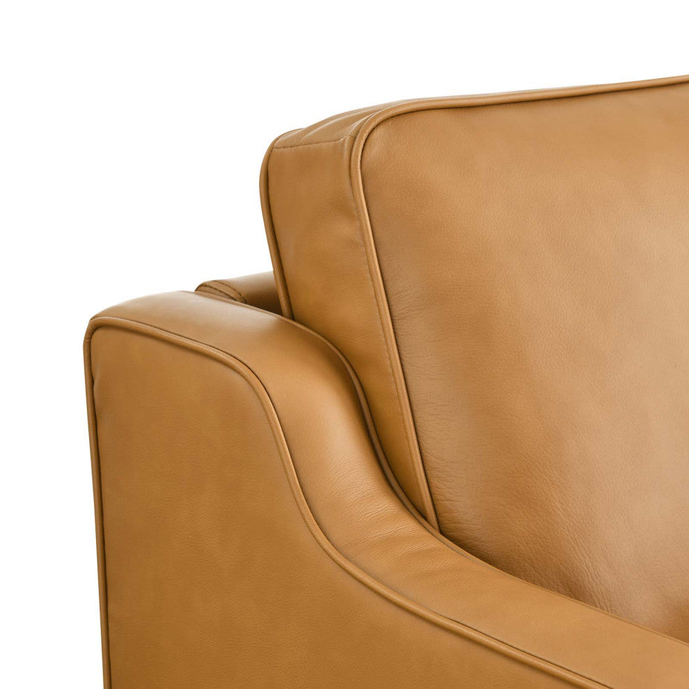 Impart Genuine Leather Sofa, Tan