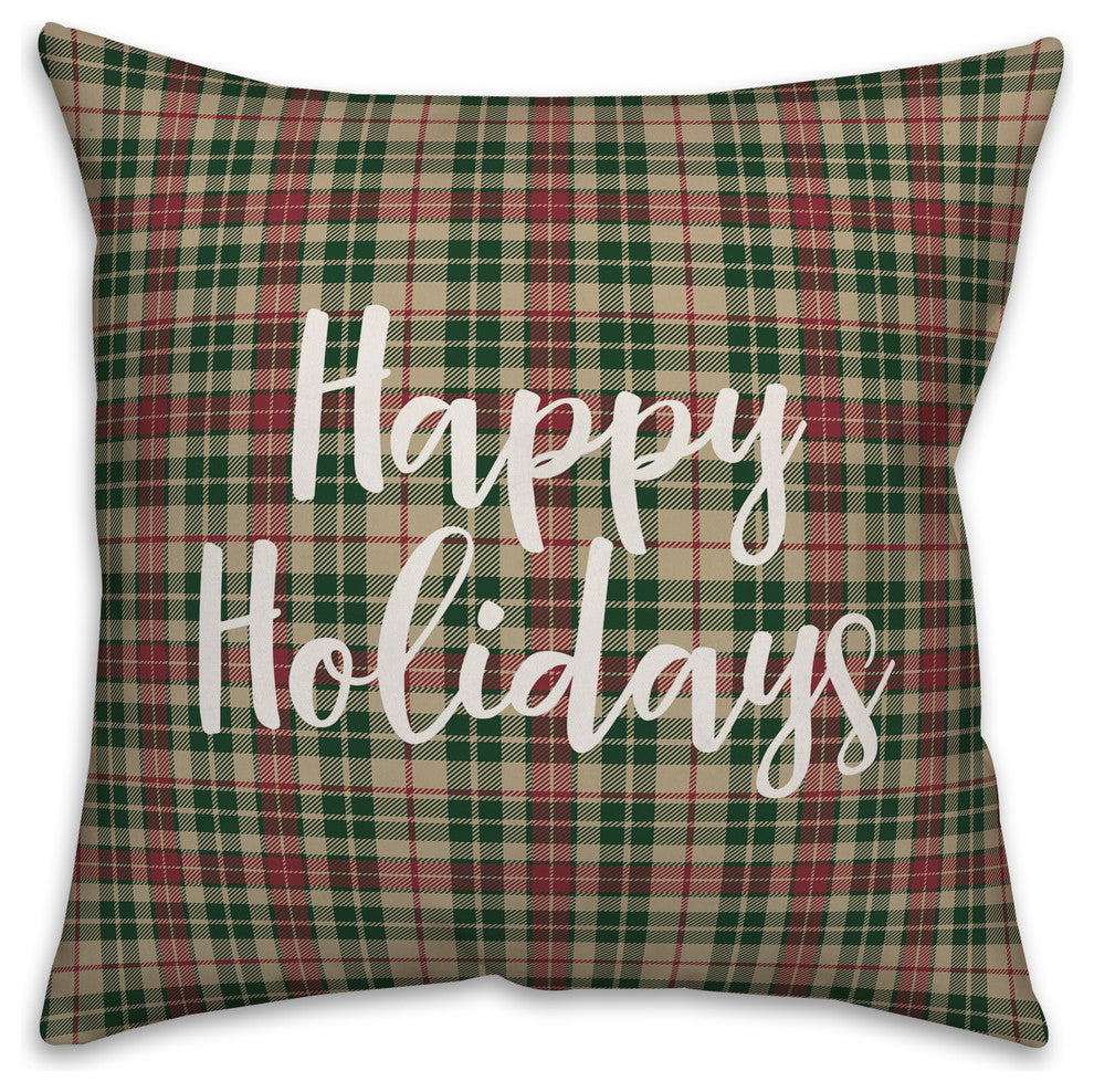Have Yourself A Merry Little Christmas, Tartan Plaid 18x18 Throw Pillow Cover