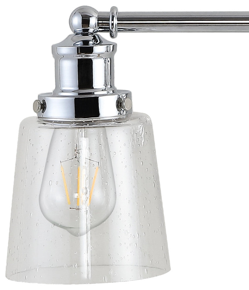 Beverly 31.75" 4-Light Iron/Seeded Glass Cottage LED Vanity Light, Chrome