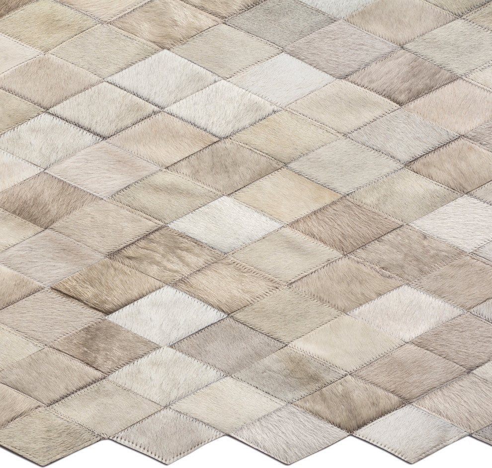 Cowhide Patchwork Rug, Demeter, Neutral, 6'x9'