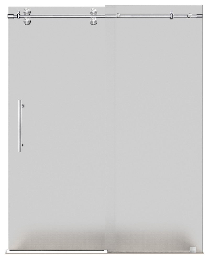 Langham 56"-60"x75" Completely Frameless Sliding Shower Door, Frosted, Stainless