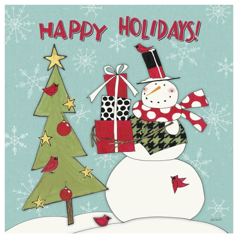 "Snowman Sentiments V" Digital Paper Print by Anne Tavoletti, 26"x26"