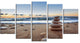 Stones Balance on Sandy Beach, Seashore Canvas Art Print, 60"x32", 5 Panels