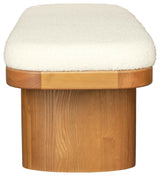 Ollie White Boucle Wooden Bench
