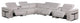 Giovanni 8-Piece 3-Power Reclining Italian Leather Sectional, Light Gray