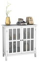 Costway Storage Buffet Cabinet Glass Door Sideboard Console Table Display White