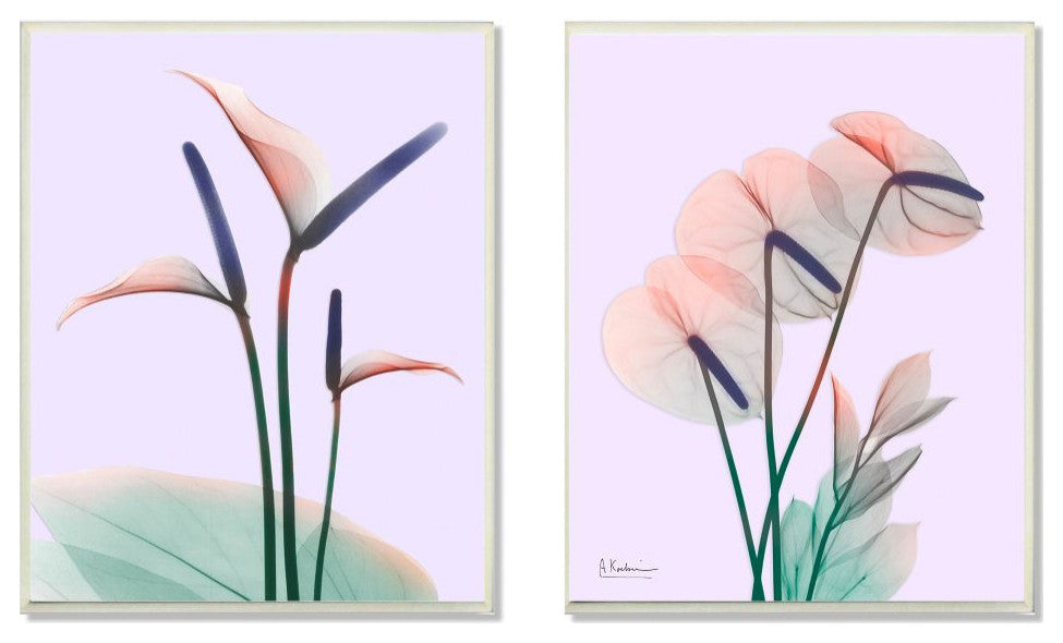 Neon Reeds Purple Green Flower Design 2-Piece Set, 10"x15"