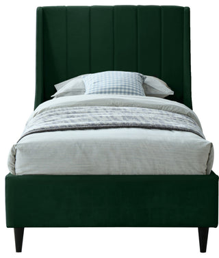 Eva Velvet Upholstered Bed, Green, Twin