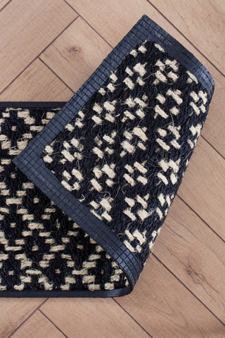 34.5"x14"x1.5" Natural/Recycled Rubber Boot Tray Black/Ivory Coir Insert