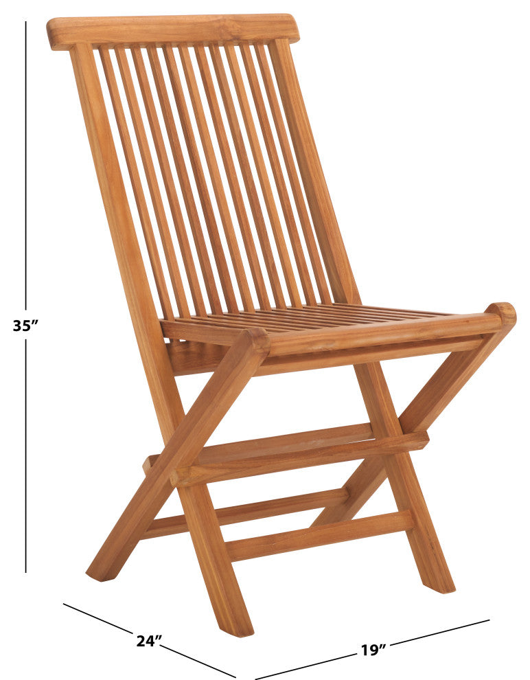 Safavieh Indoor-Outdoor Holly Solid Teak Folding Chair, Set of 2, Natural