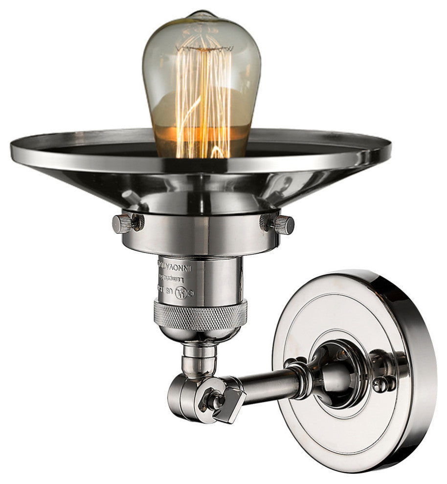 Railroad 1-Light Dimmable LED Sconce, Polished Nickel