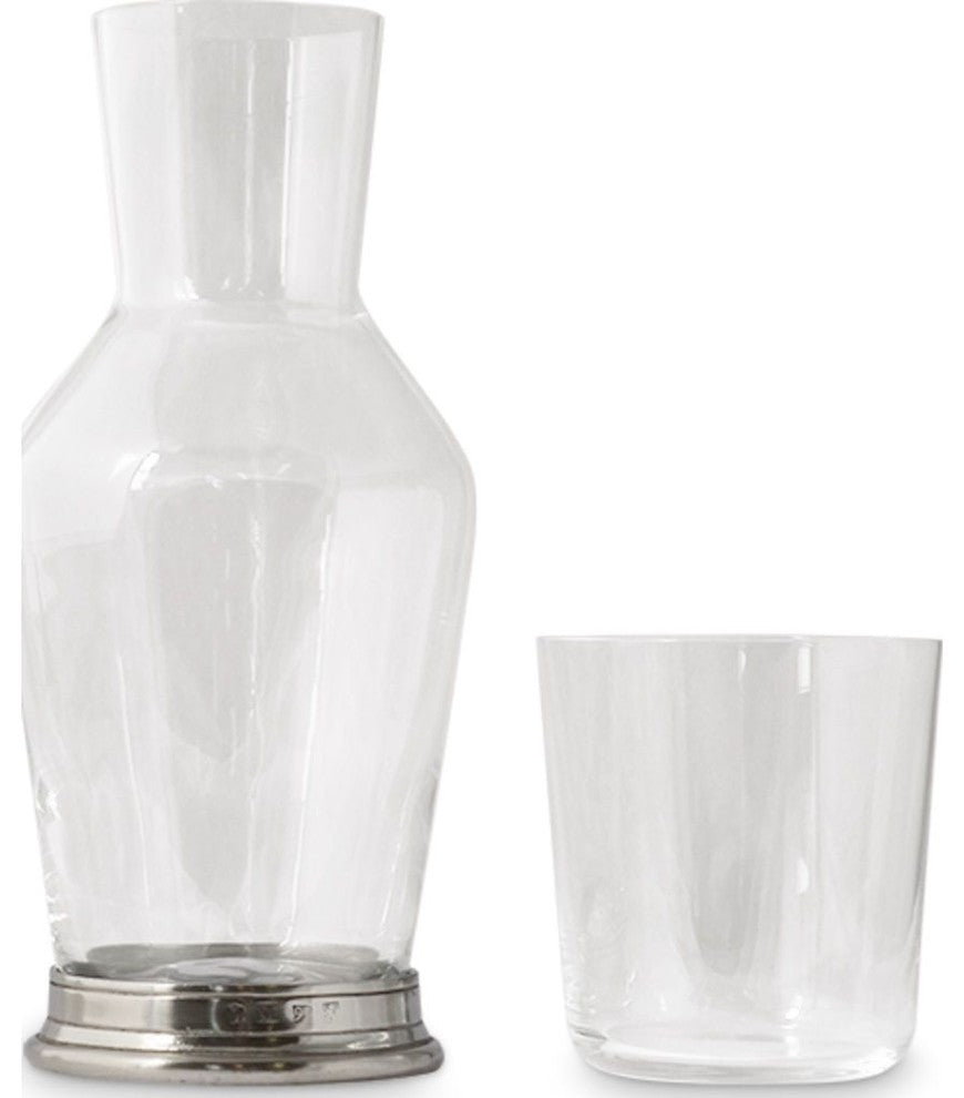 Match Bedside Carafe and Tumbler, Pewter