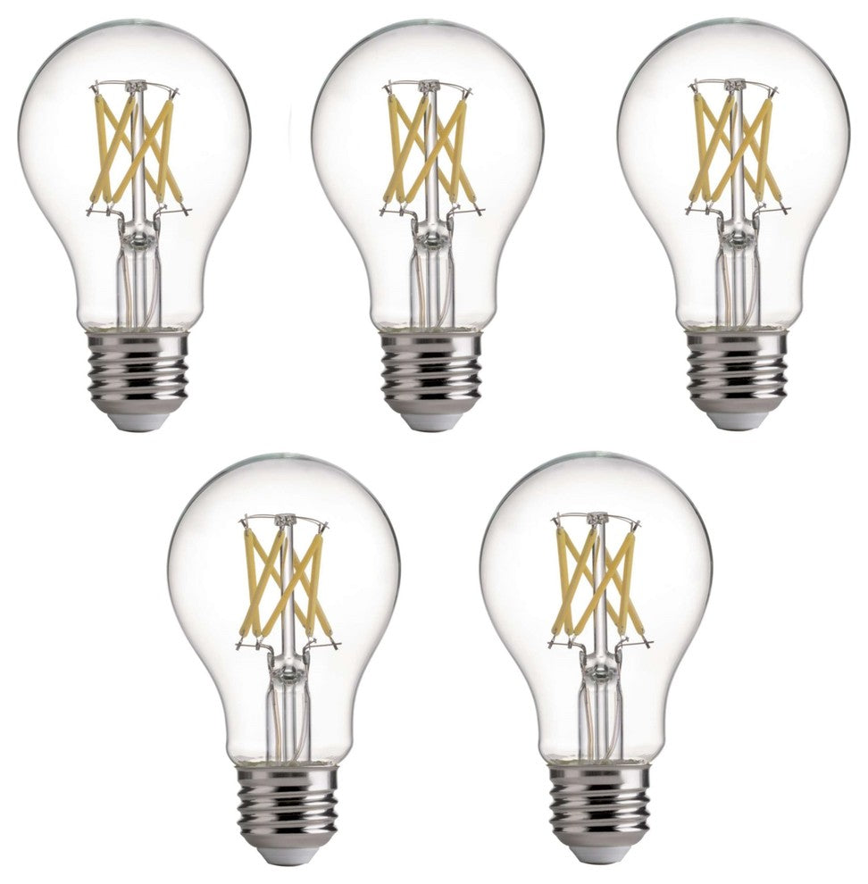 8W Dimmable LED Full Spectrum Light Bulb, 75W Equivalent, Clear, Set of 5