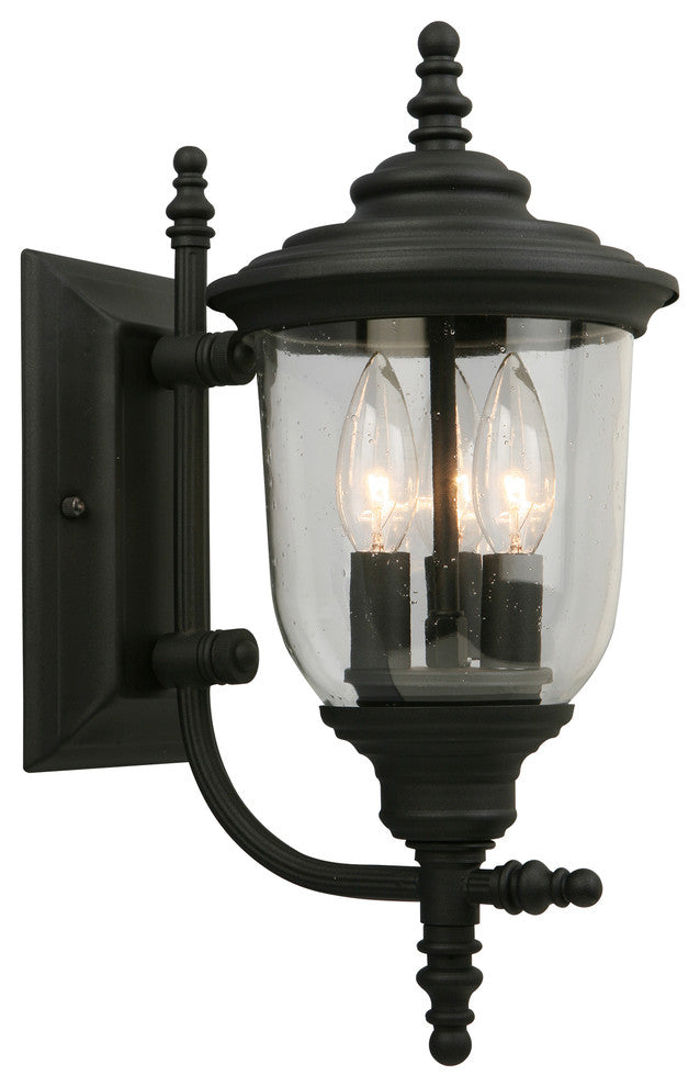 Eglo 3x60w Outdoor Wall Light W/ Matte Black Finish And Clear Seeded Glass - 202