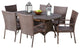GDF Studio 7-Piece Kory Outdoor Multibrown Wicker Round Dining Set