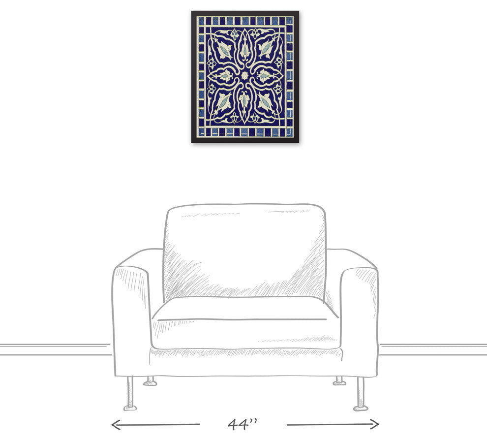 Blue Tile Bright Art 16x20 Black Framed Canvas