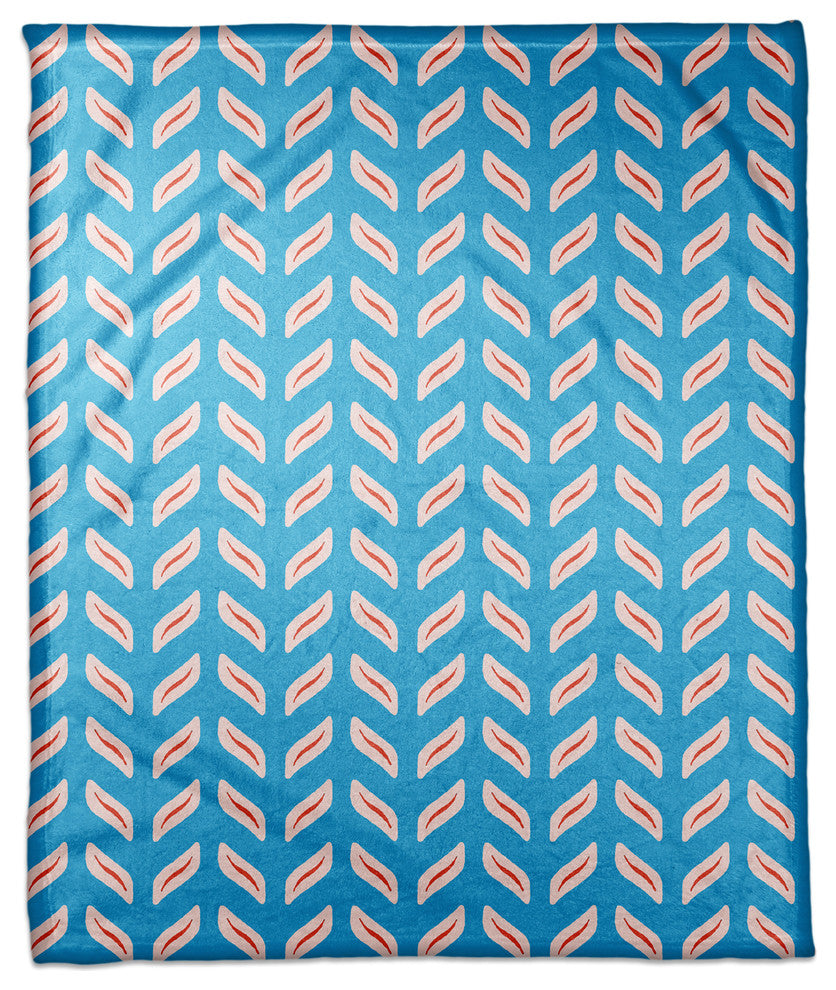 Tire Track Pattern in Blue Fleece Blanket