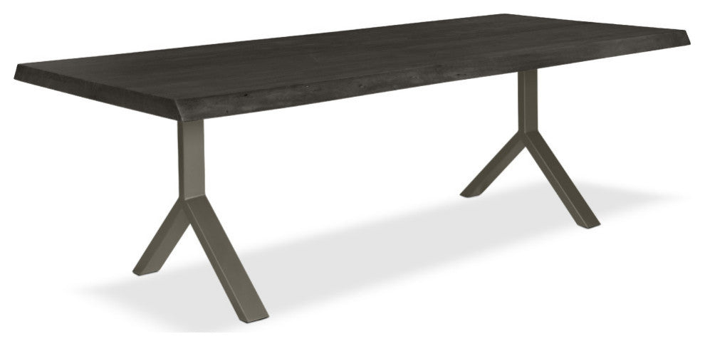 Brooks Dining Table, Y Base, 40"x79", Ebonized Top, Pewter Base