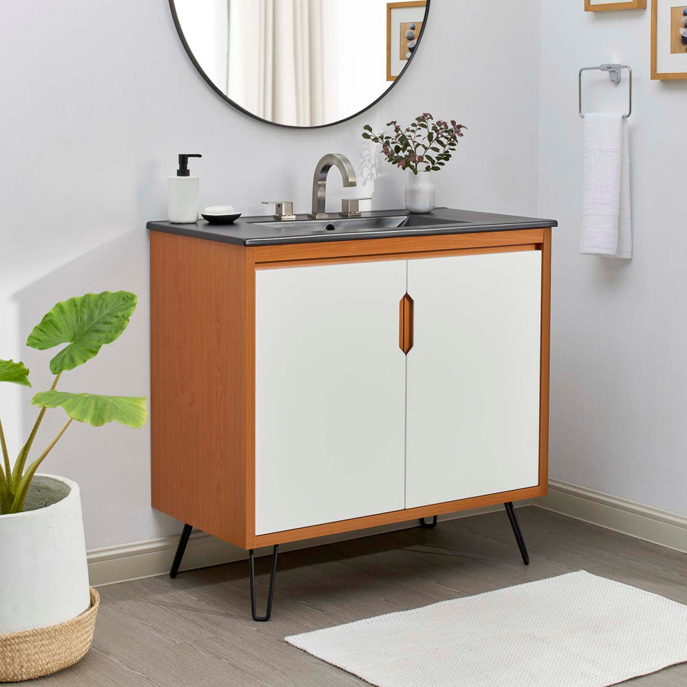 Energize 36" Bathroom Vanity, Cherry White Black