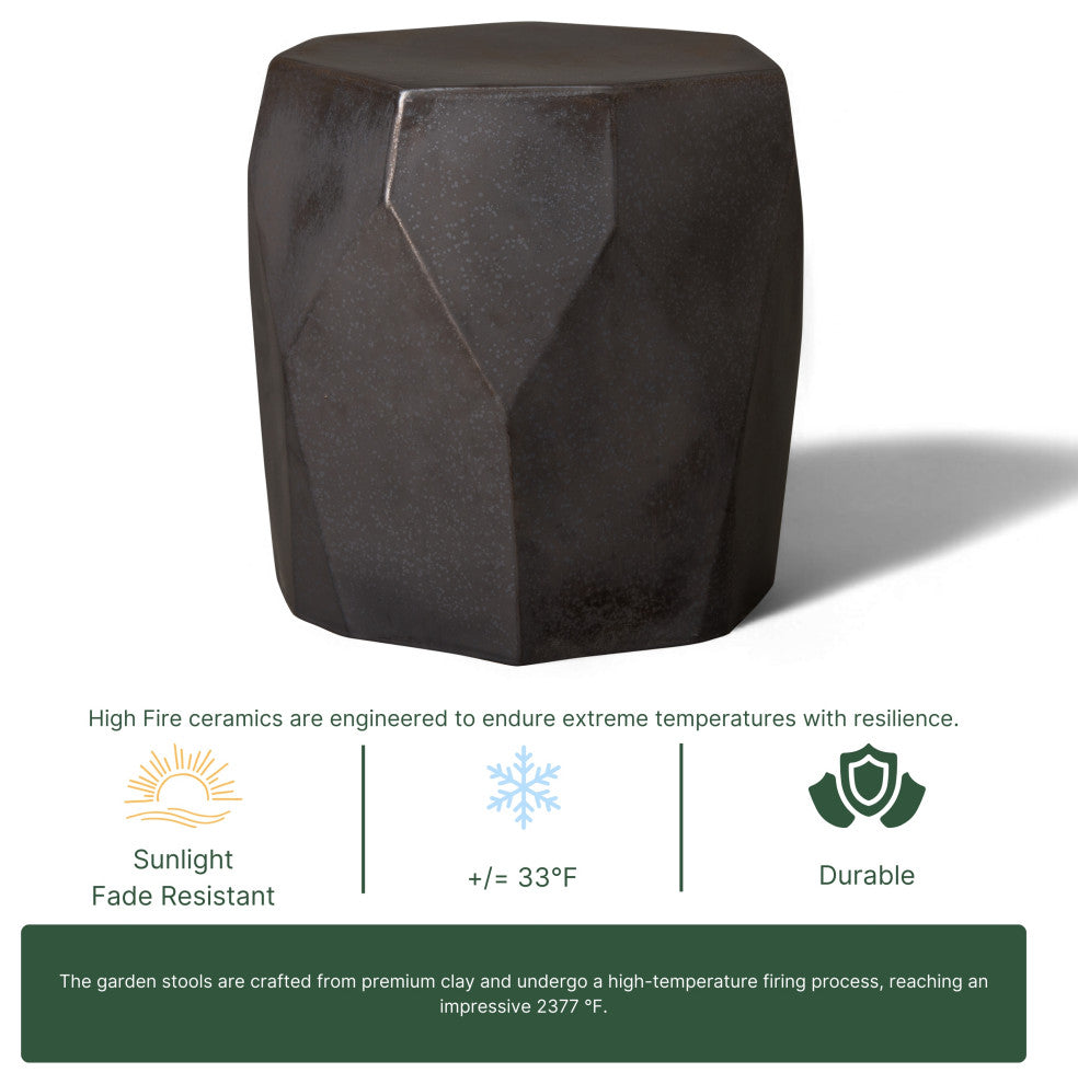 Facet Stool, Gunmetal 17x17x18