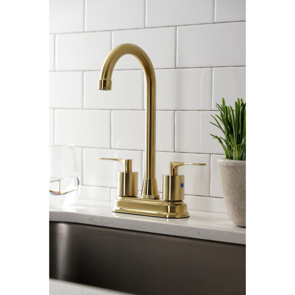 KB8497SVL Two-Handle 2-Hole Deck Mount Bar Faucet, Brushed Brass