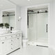 VIGO Elan Cass Aerodynamic 64" to 68" W x 76" H Frameless Sliding Shower Door, Matte Black, Clear Glass
