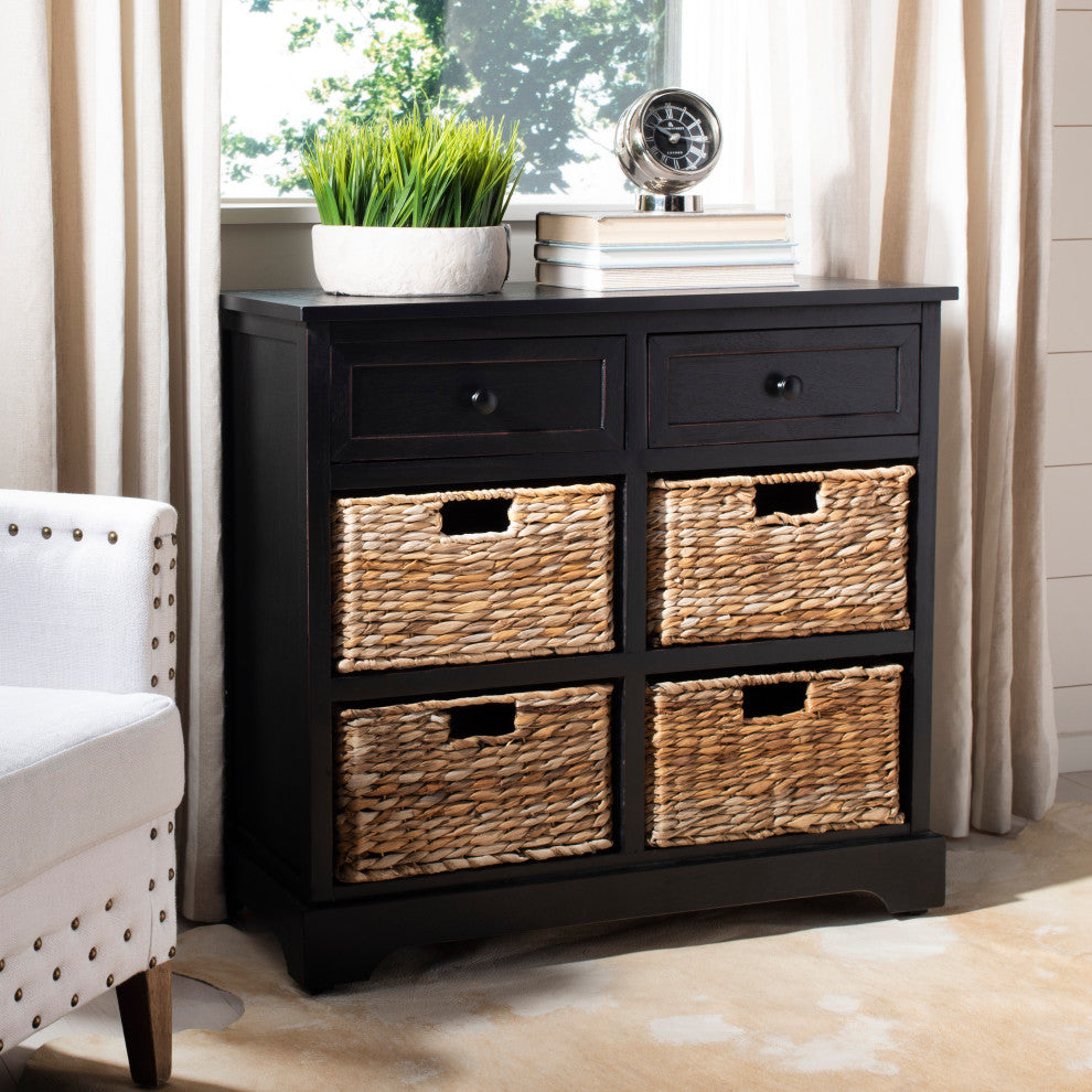 Safavieh Herman Storage Unit, Distressed Black