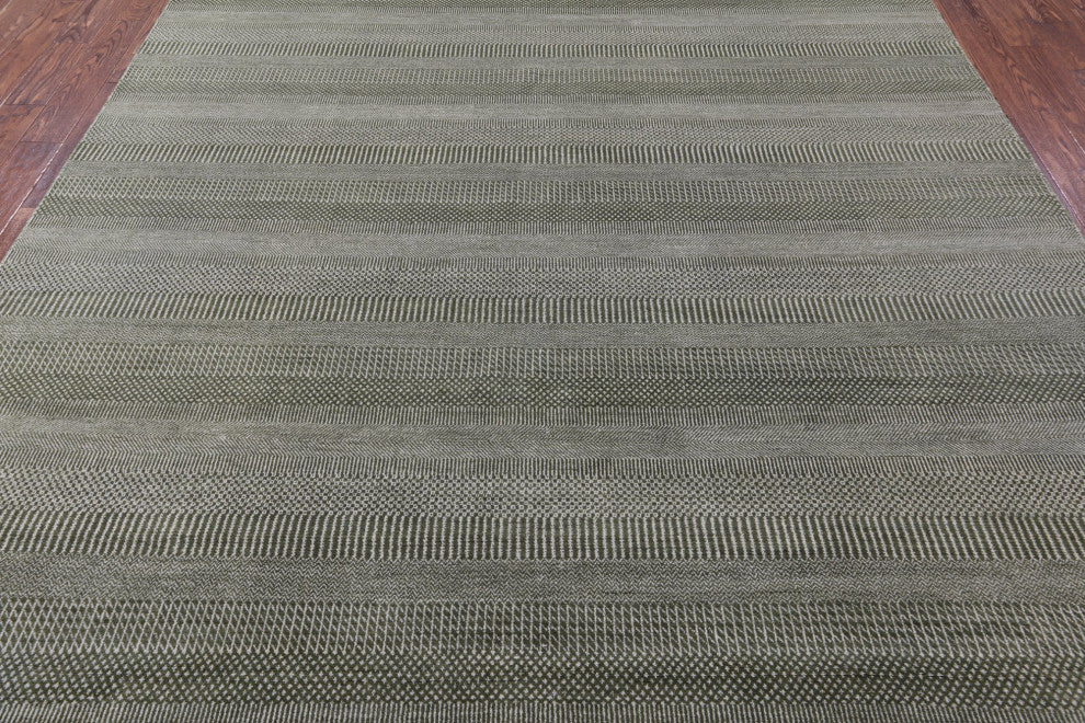 Savannah Grass Hand Knotted Wool and Silk Rug 9' 0" X 12' 3" Q12004