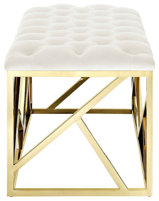 Modway Intersperse Bench, Gold Ivory