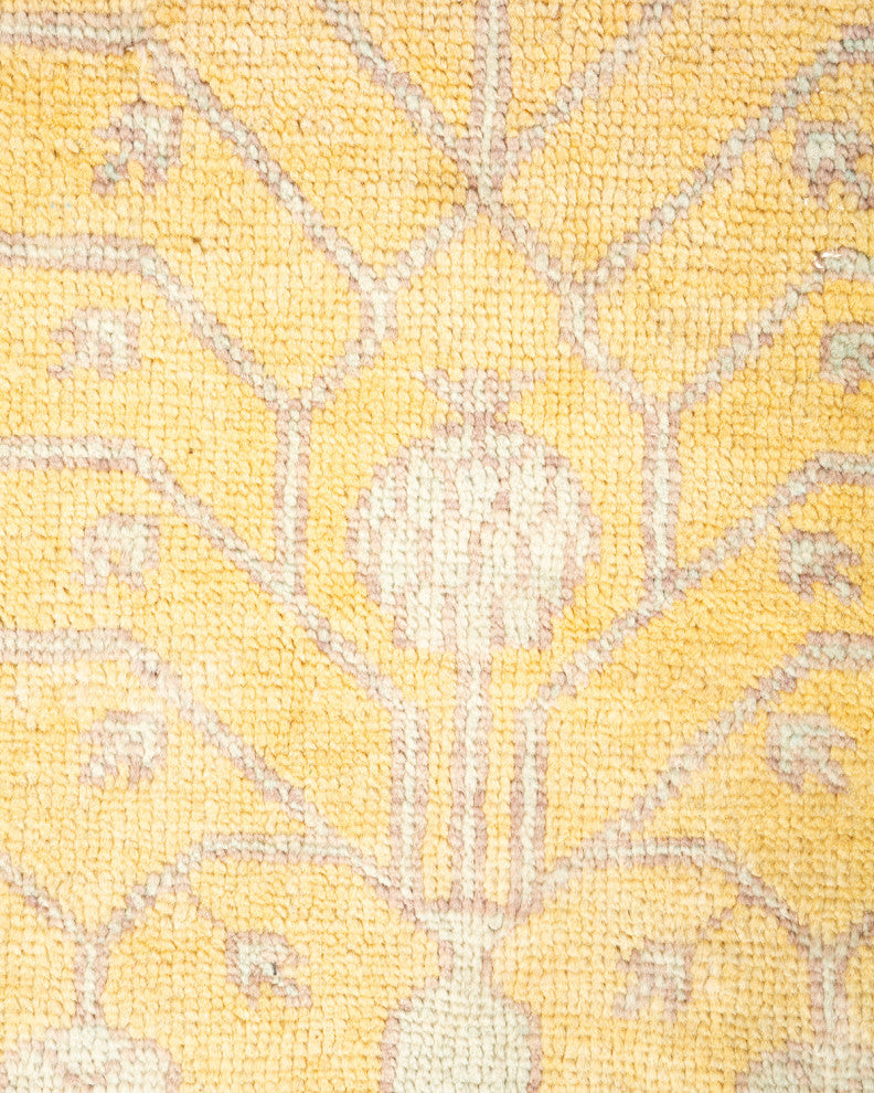 Eclectic, One-of-a-Kind Hand-Knotted Area Rug Yellow, 3'6"x9'0"