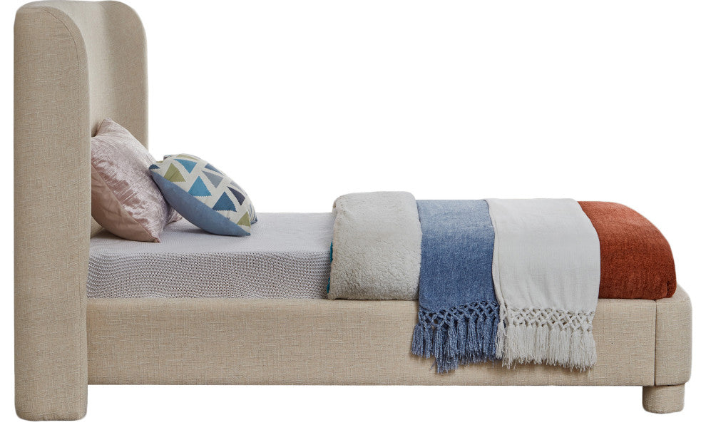 Penny Bed, Beige, Twin, Linen Textured Fabric