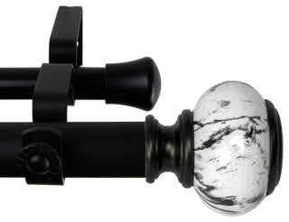 Everly 1" Diameter Double Curtain Rod, Black, 160-240"