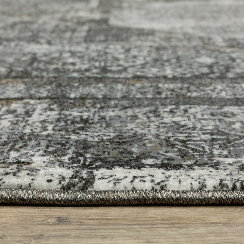 Galion Oriental Distressing Charcoal/Grey Indoor Area Rug, 2'3"x7'6"