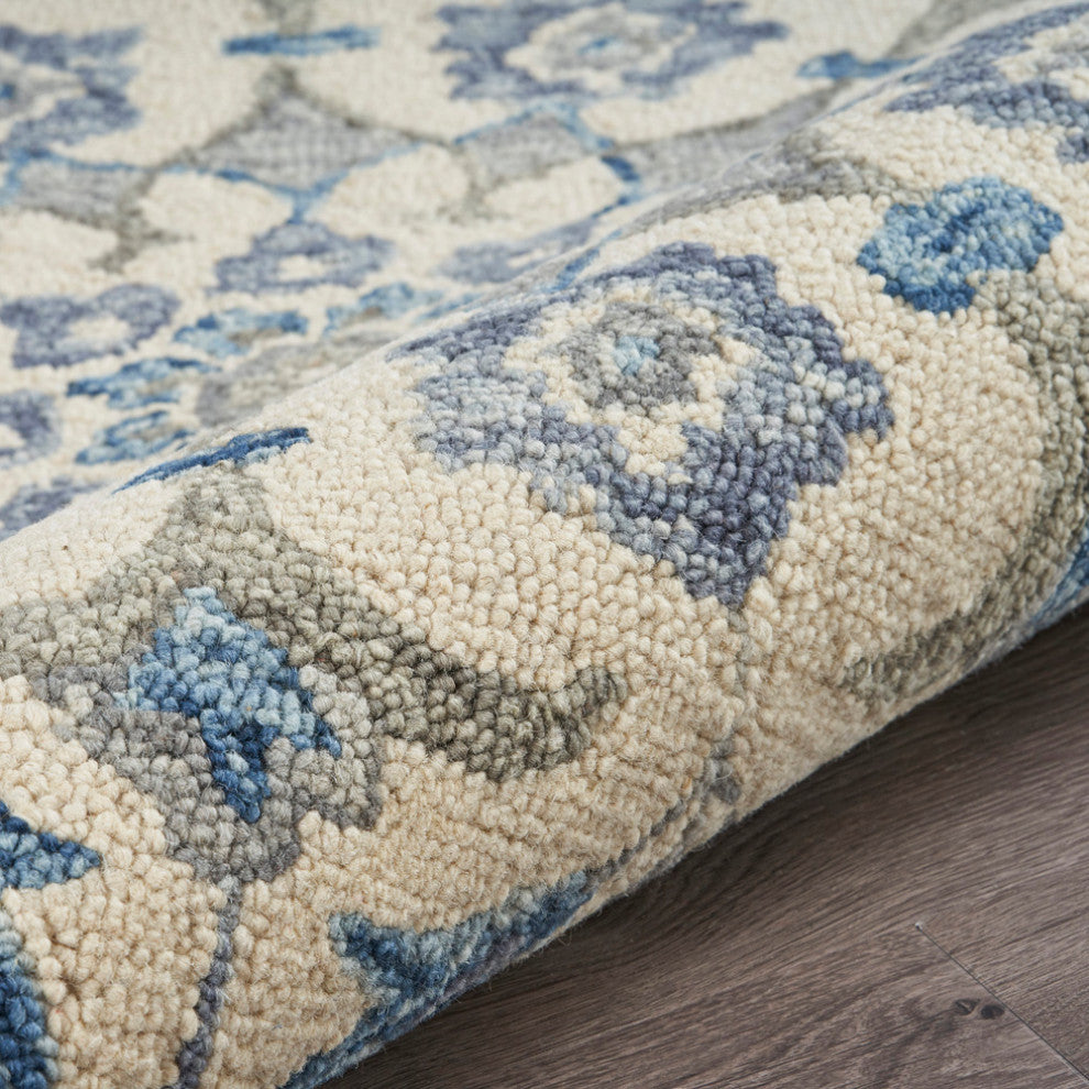 Blue Floral Area Rug